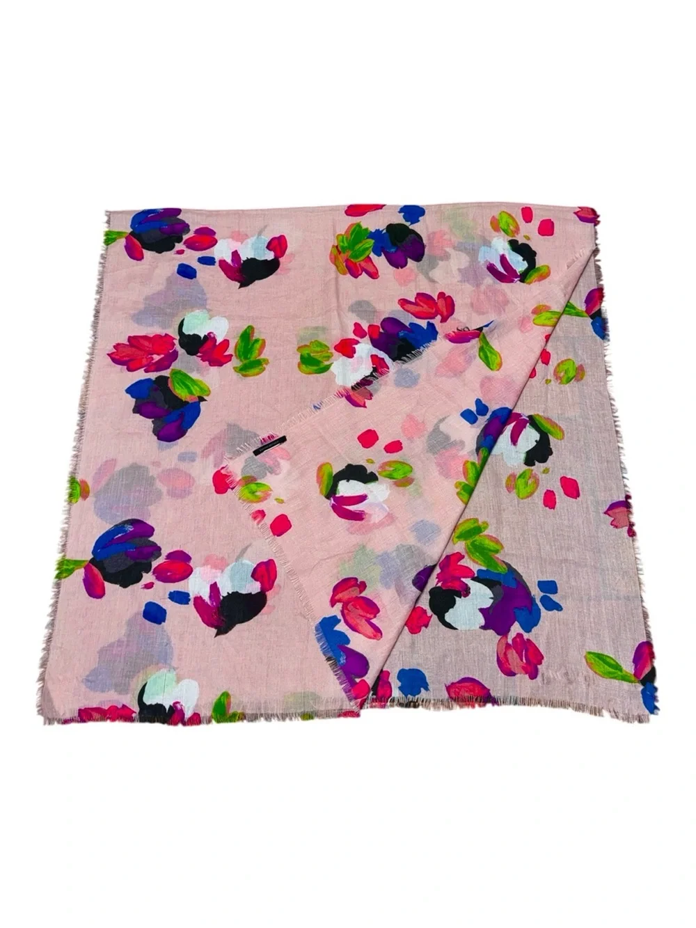 Banana Republic Pink Abstract Floral Lightweight Women's Wrap Scarf Sz 72x72”